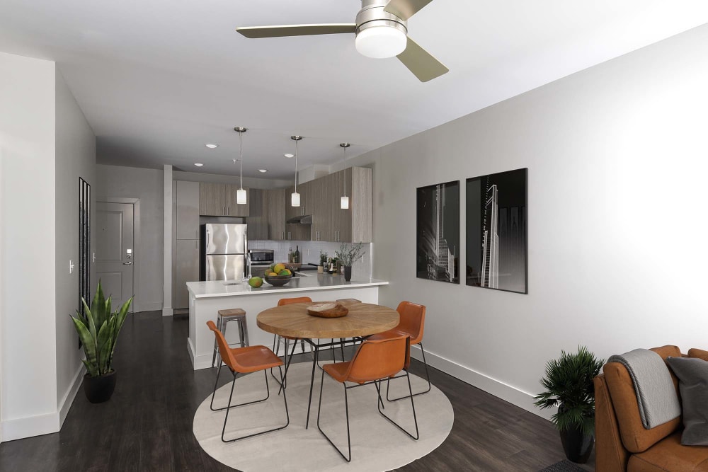 Open floor plan with kitchen and dining room at SilverLake in Belleville, New Jersey