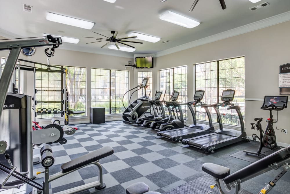 Fitness center at Sola Westchase in Houston, Texas