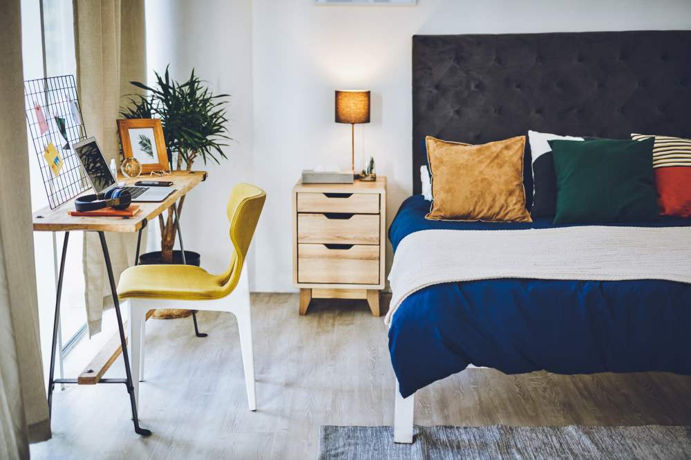 Bedroom with hardwood flooring at Palmer in Waldorf, Maryland