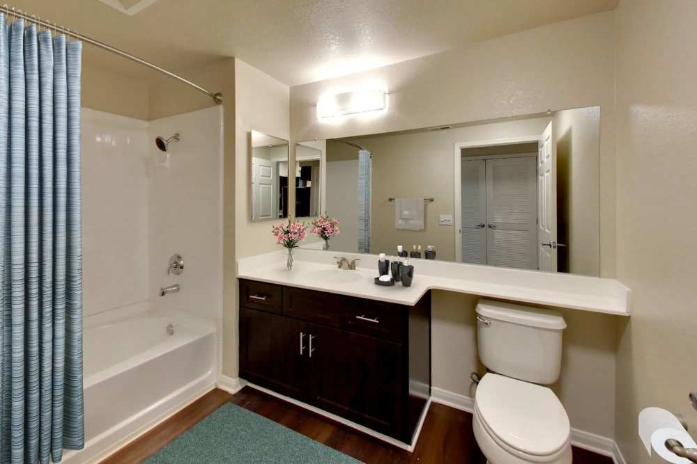 Modern bath at Hawthorn Village Apartments in Napa, California