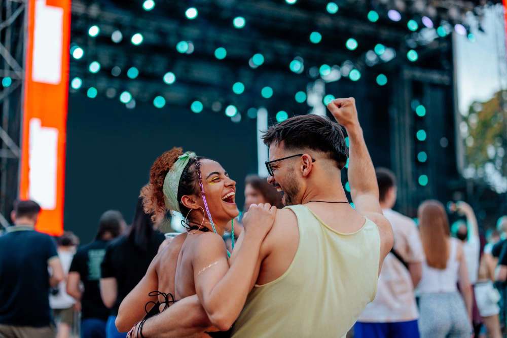Residents at a concert near Cornell Midtown in Dallas, Texas