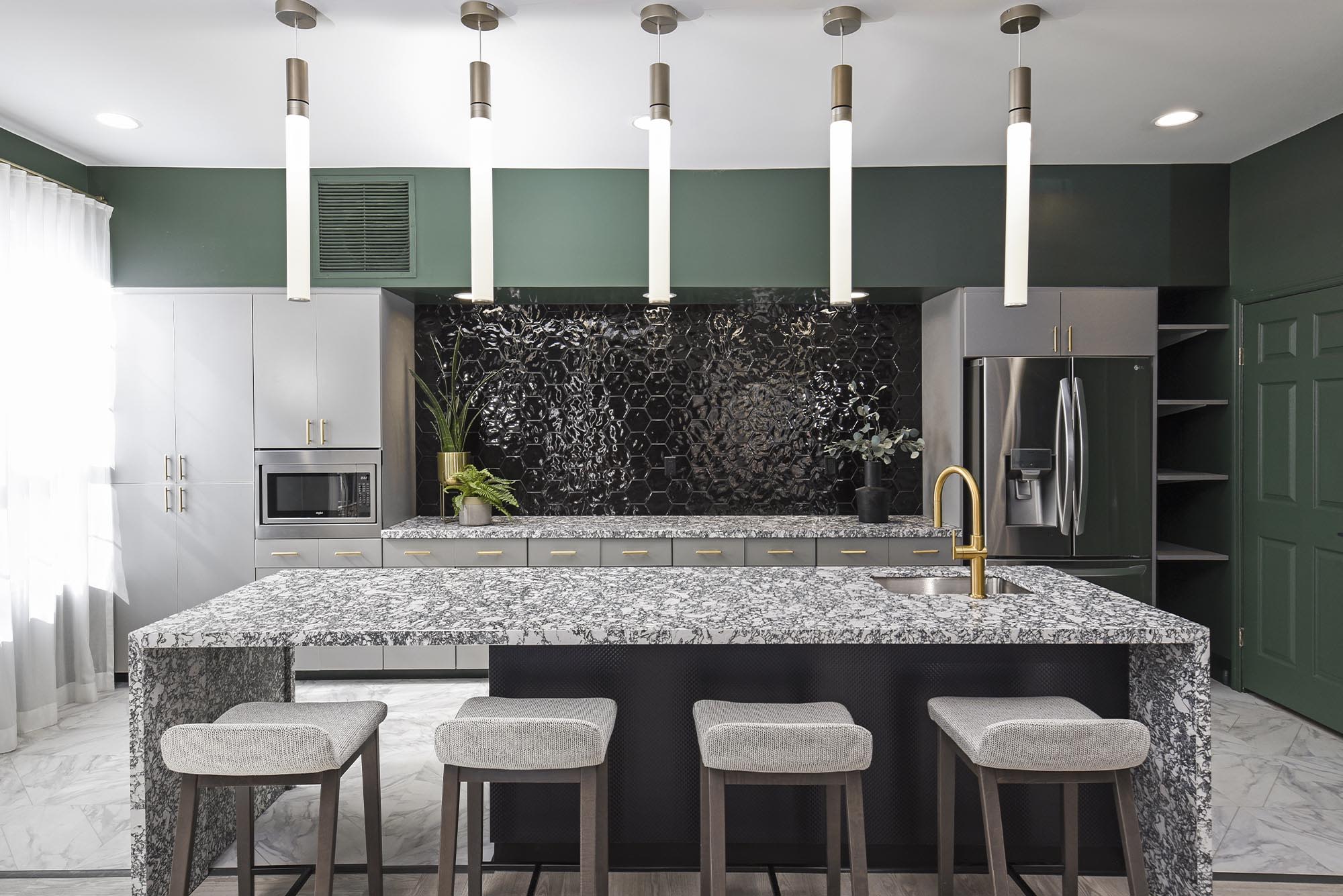 Resident Kitchen in the clubhouse at The View North Hills in Pittsburgh, Pennsylvania