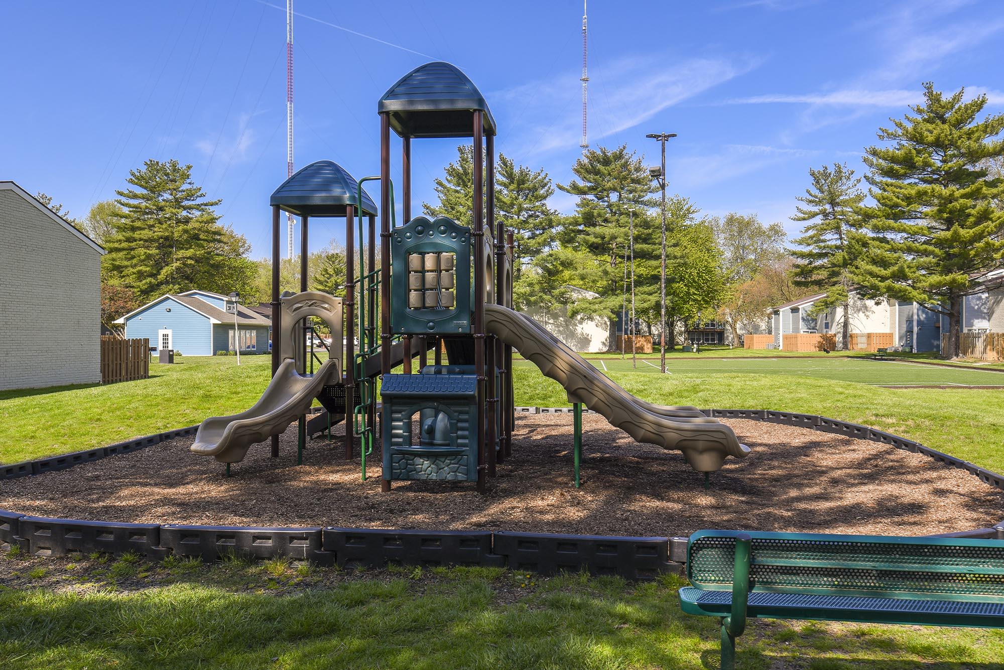 Resident kid playing on swing at The Meridian North in Indianapolis, Indiana