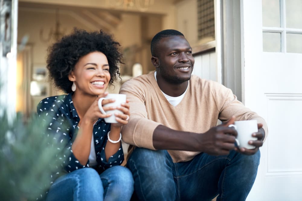 Residents drinking coffee and sitting at Brenner Crossing in Salisbury, North Carolina