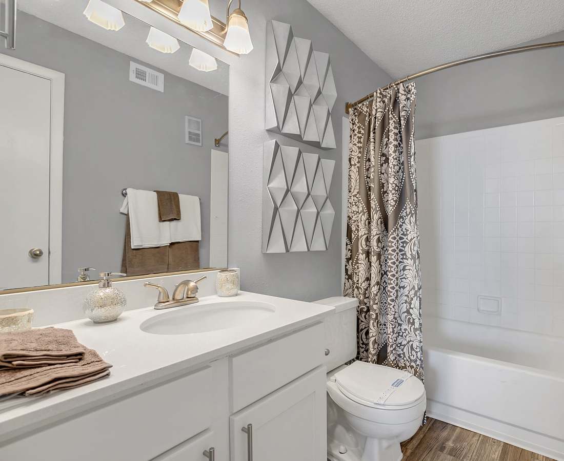 Apartment bathroom at Rosemont Windermere in Orlando, Florida