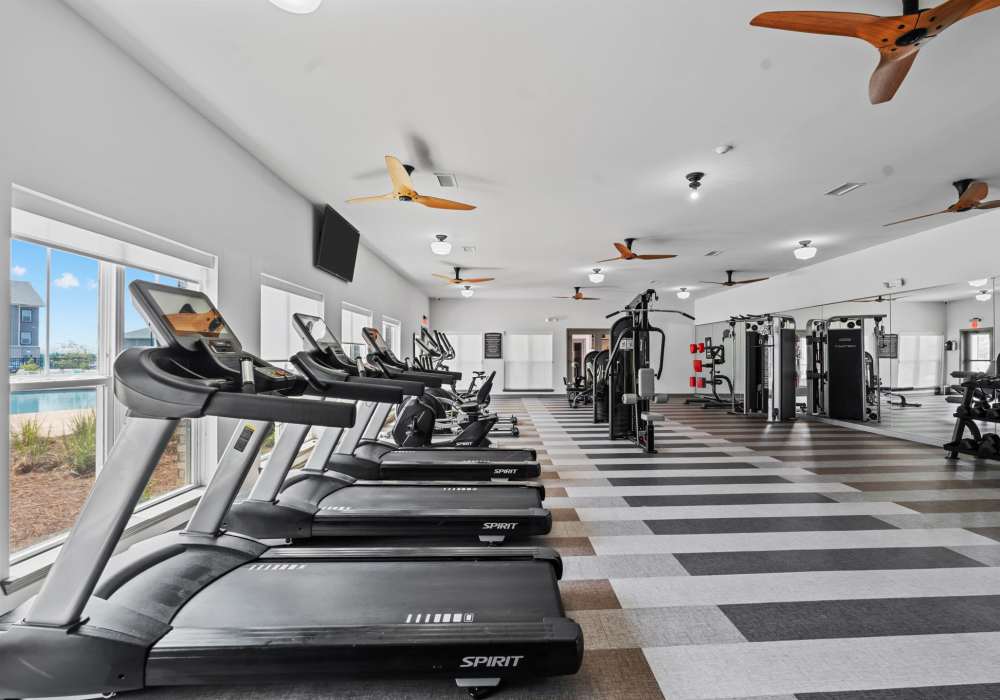 Fitness center with treadmill at North Bay Landing in Panama City, Florida