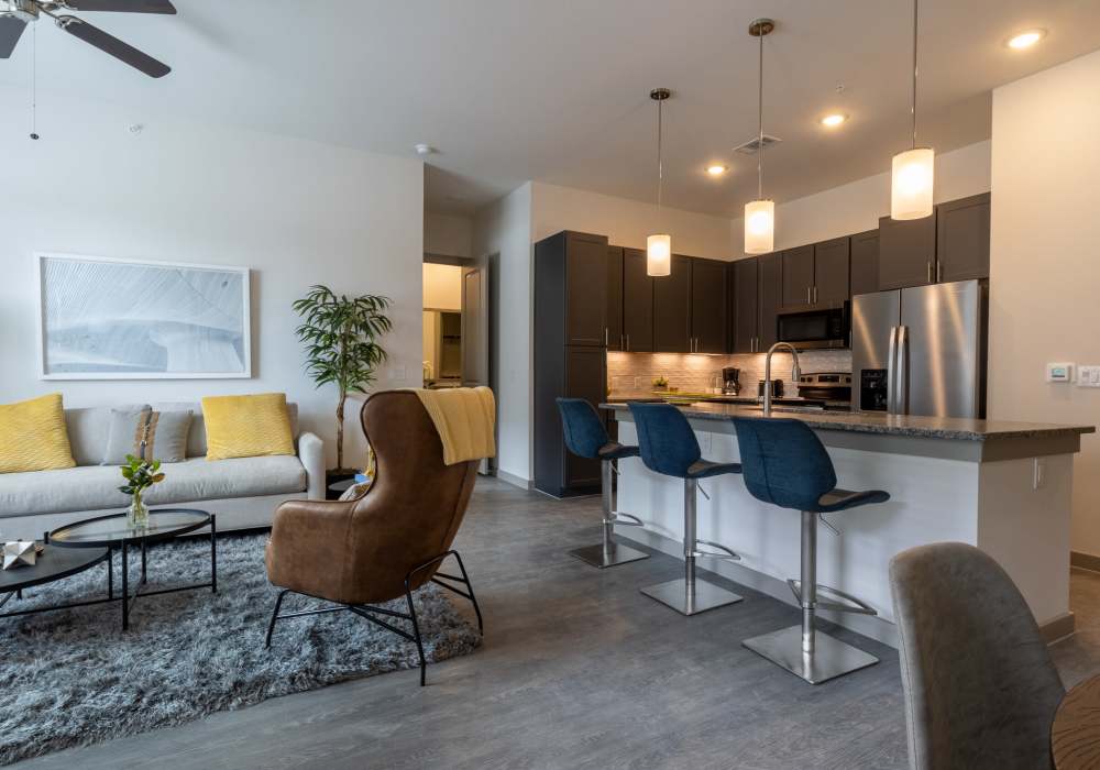 Kitchen with island at Charleston at Fannin Station in Houston, Texas