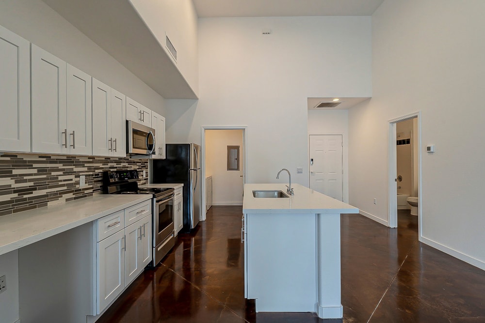 Updated cabinetry in the kitchen at Main Street Lofts at Verrado in Buckeye, Arizona