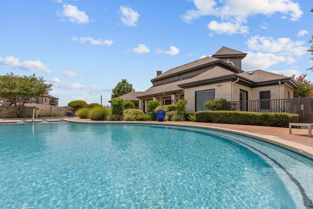 View of pool at Crossroads Ranch in Houston, Texas