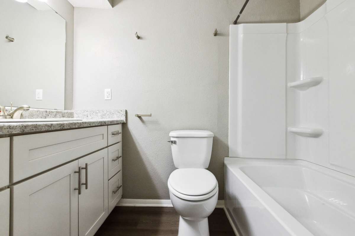 Updated bathroom with shower tub at Creekside in San Angelo, Texas