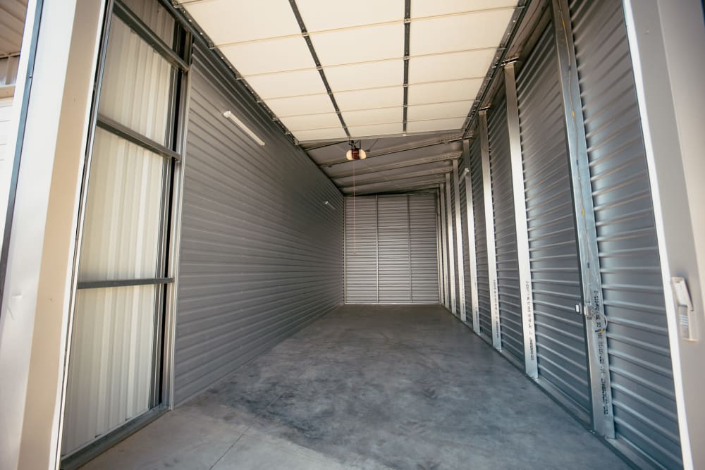 Inside an extra large storage unit at LuxeLocker in Lake Havasu City, Arizona