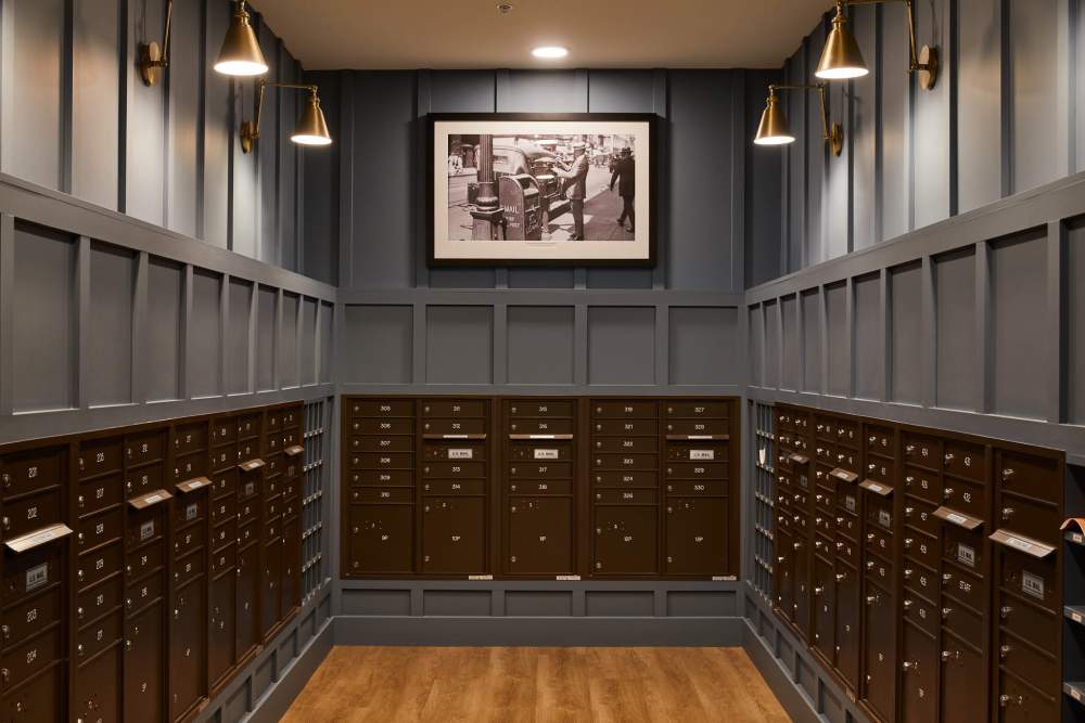 Old fashioned mail-room for tennants at SL Location 2 in Bend, Oregon