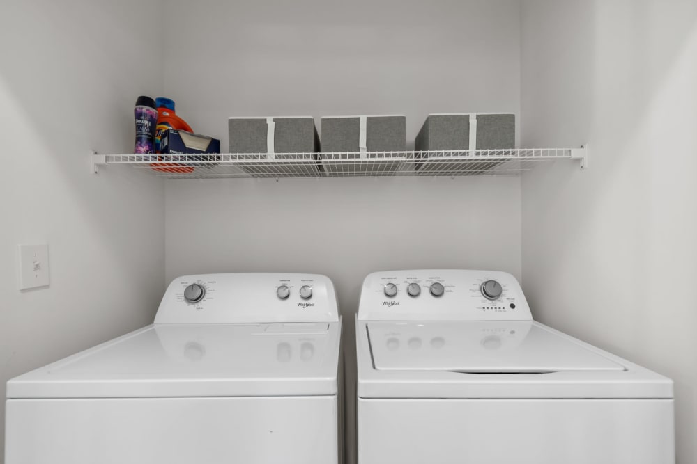 Washer and dryer in unit at Legacy at Meridian in Durham, North Carolina