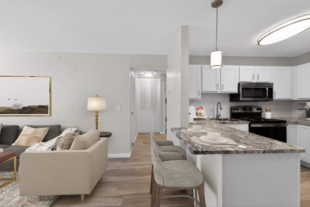Cozy living room at Eagle Rock Apartments at West Hartford in West Hartford, Connecticut