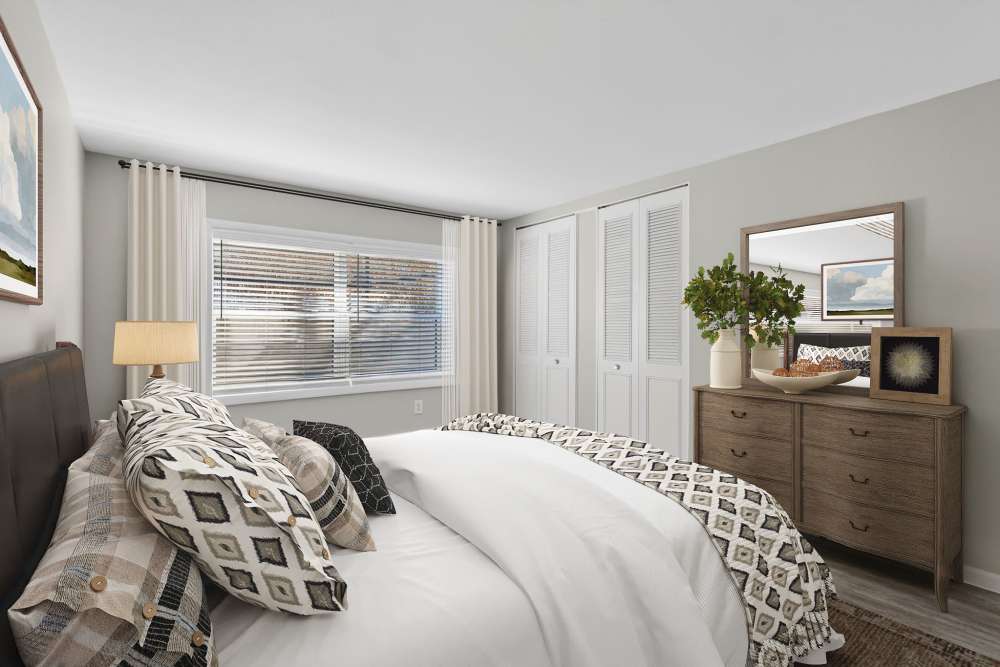 Cozy bedroom at Eagle Rock Apartments at West Hartford in West Hartford, Connecticut