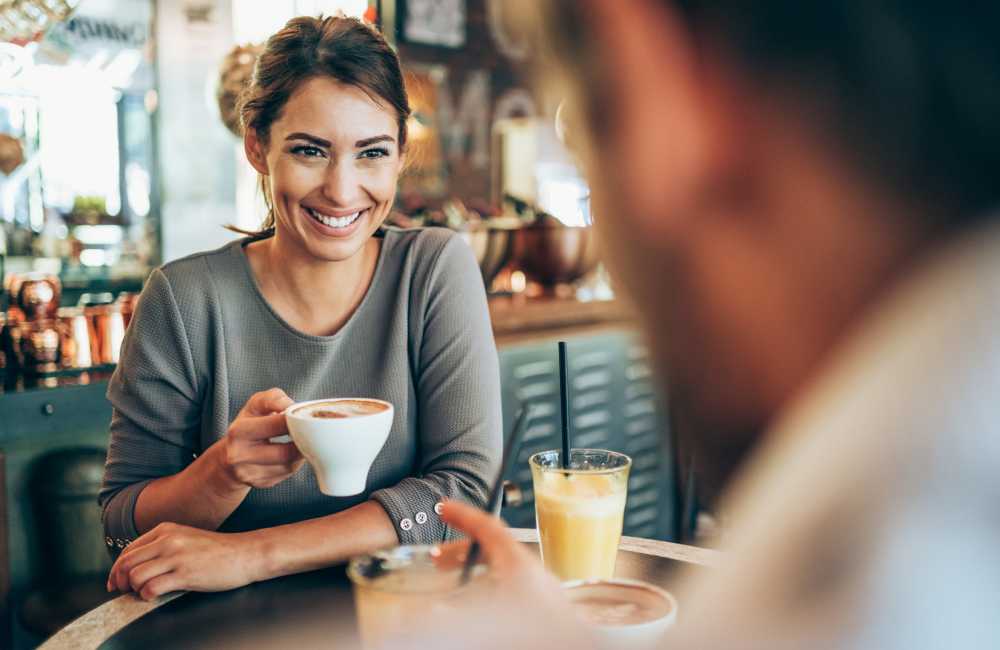 Resident meeting a friend for coffee at their favorite café near Northwest Manor 1 in Pasadena, California