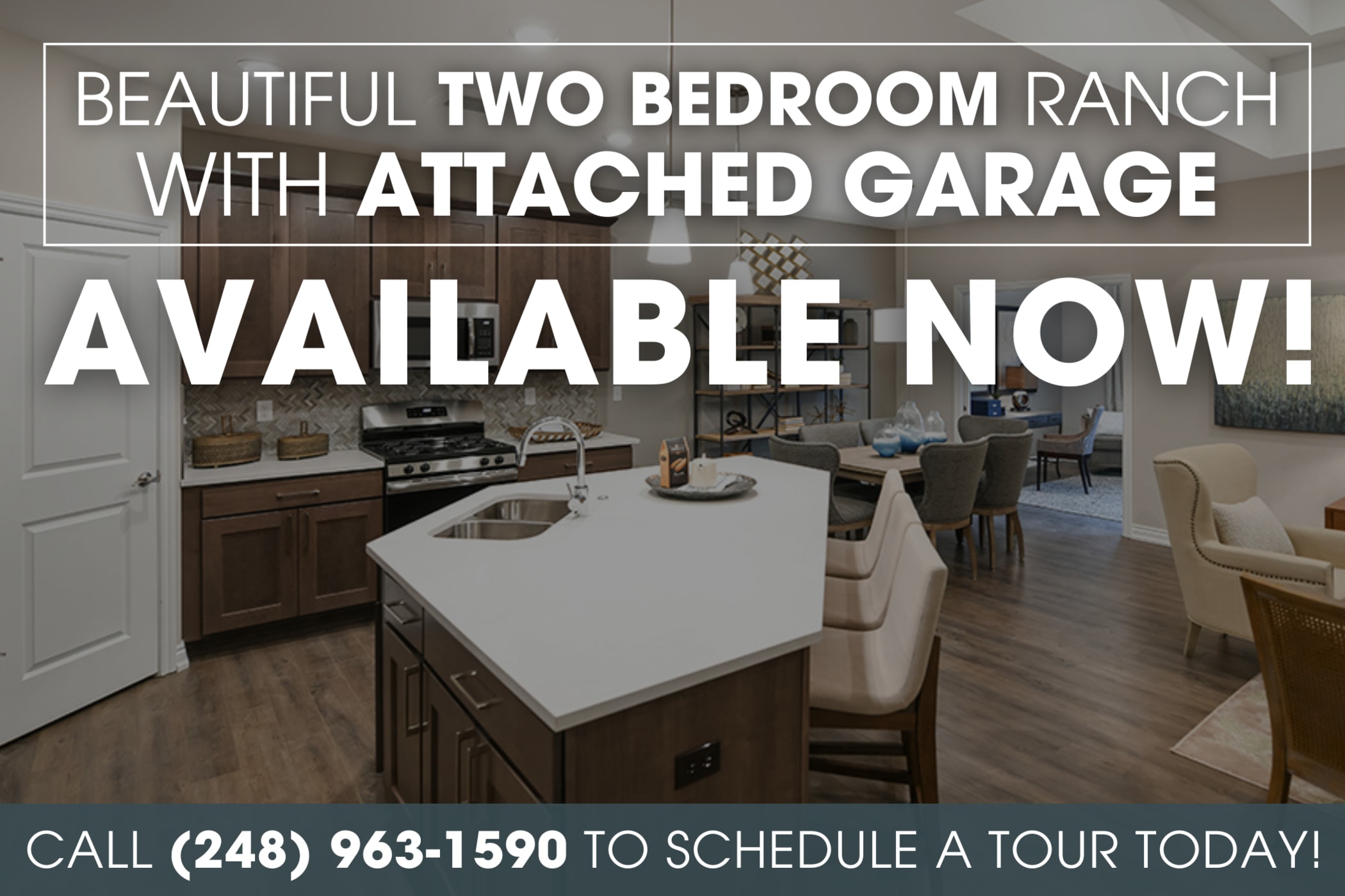 Beautiful 2 bedroom ranch with attached garage available now!