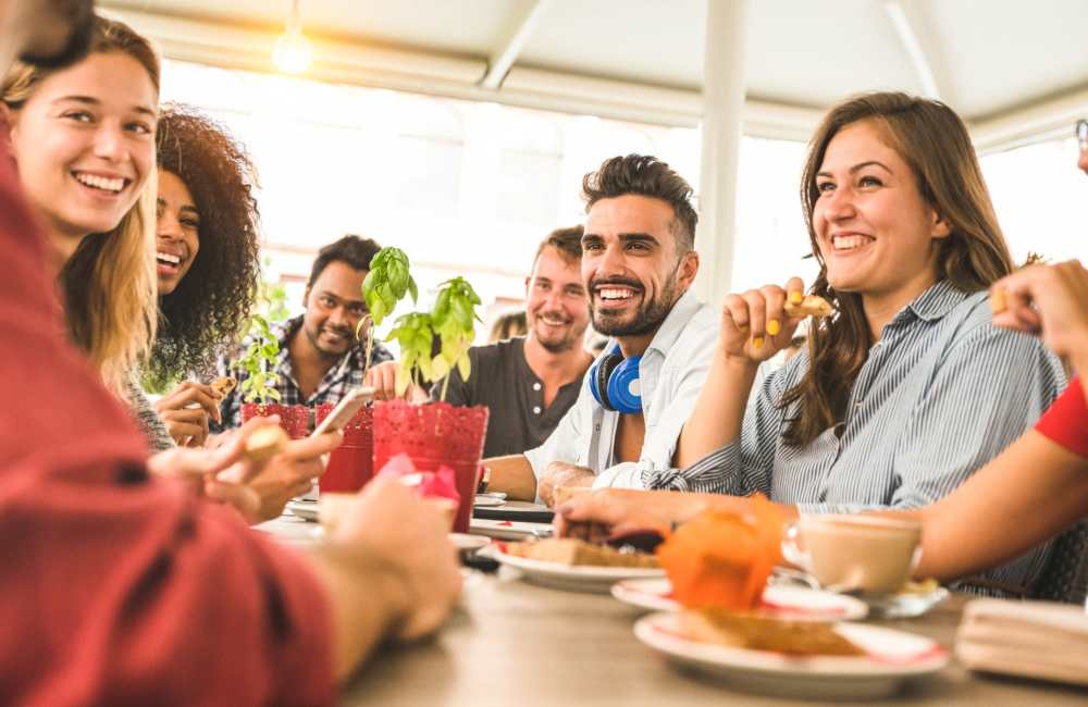 Friends gathered at a cafe for lunch near 266 LOFTS in Memphis, Tennessee