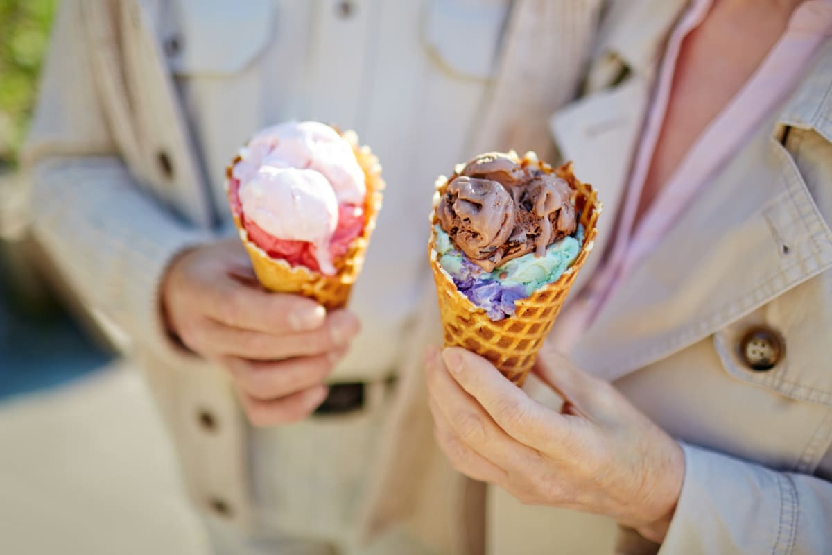 Residents enjoying ice cream cones at Preston Place in Sherman, Texas