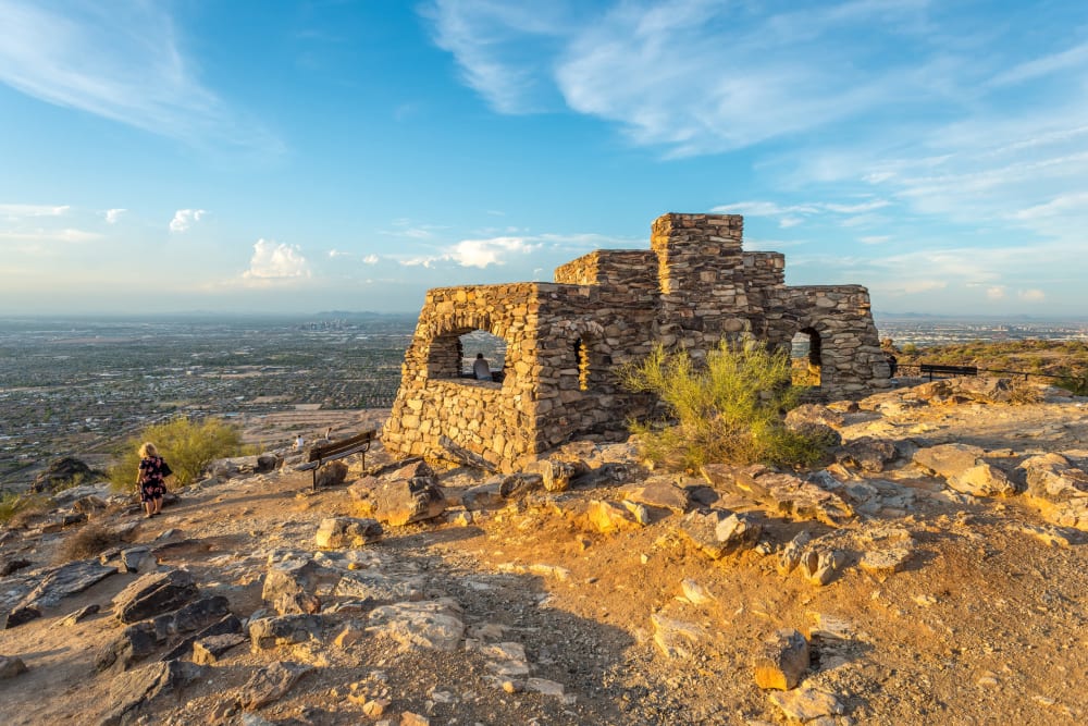 Friends driving near Cyrene at South Mountain in Phoenix, Arizona