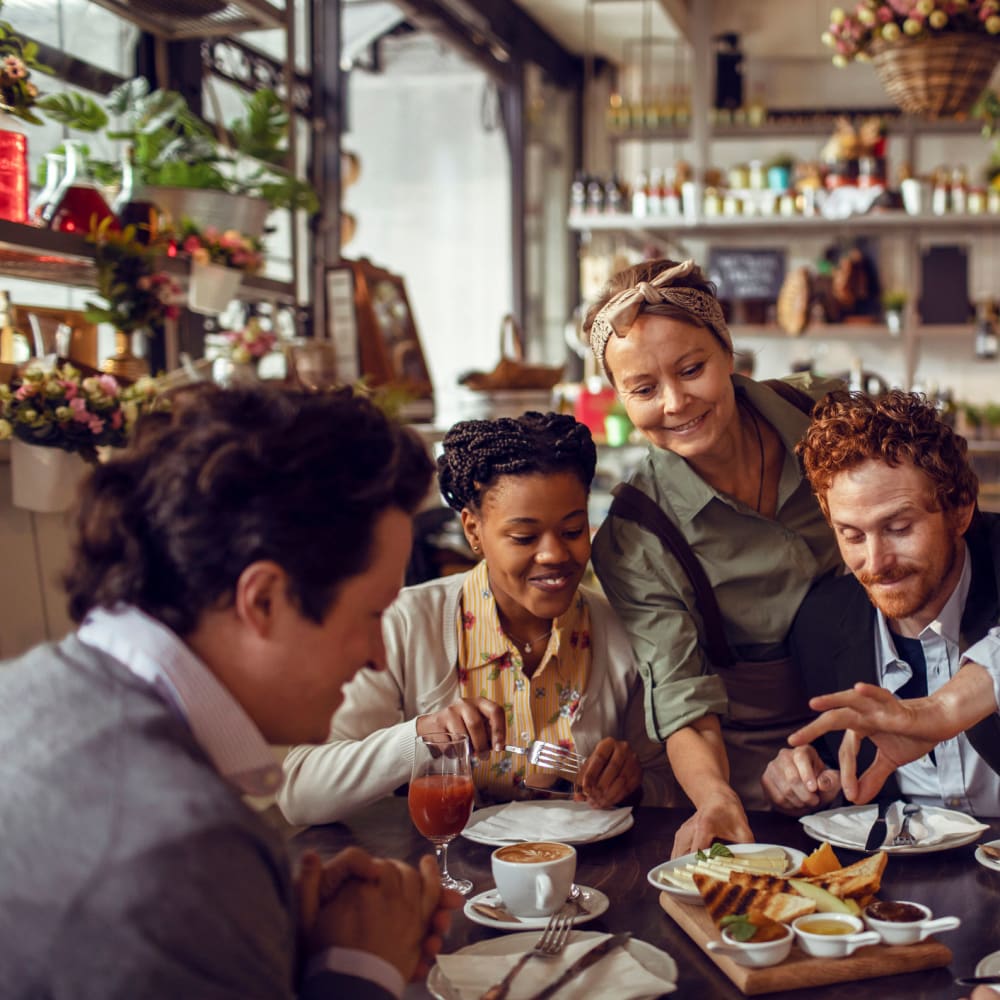 Residents diving into a delicious breakfast at their favorite café near Mission Rock at Sonoma in Sonoma, California