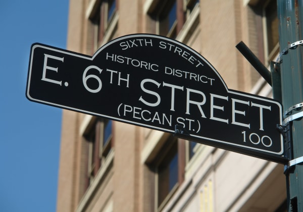 Street sign near Water Marq in Austin, Texas