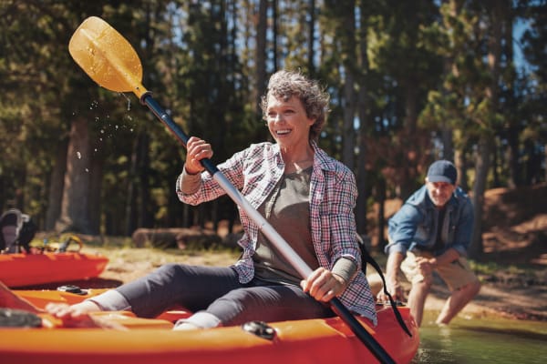 Woman kayaking near Storage Authority Monmouth Rd in Millstone Township, New Jersey