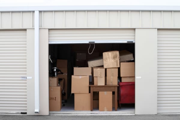A spacious storage unit with boxes at Towne Storage - Arville in Las Vegas, Nevada