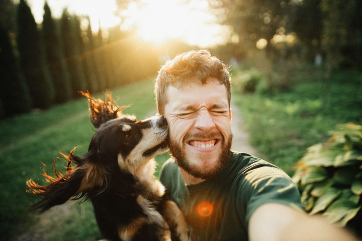 Resident with his dog at Mercury NoDa in Charlotte, North Carolina