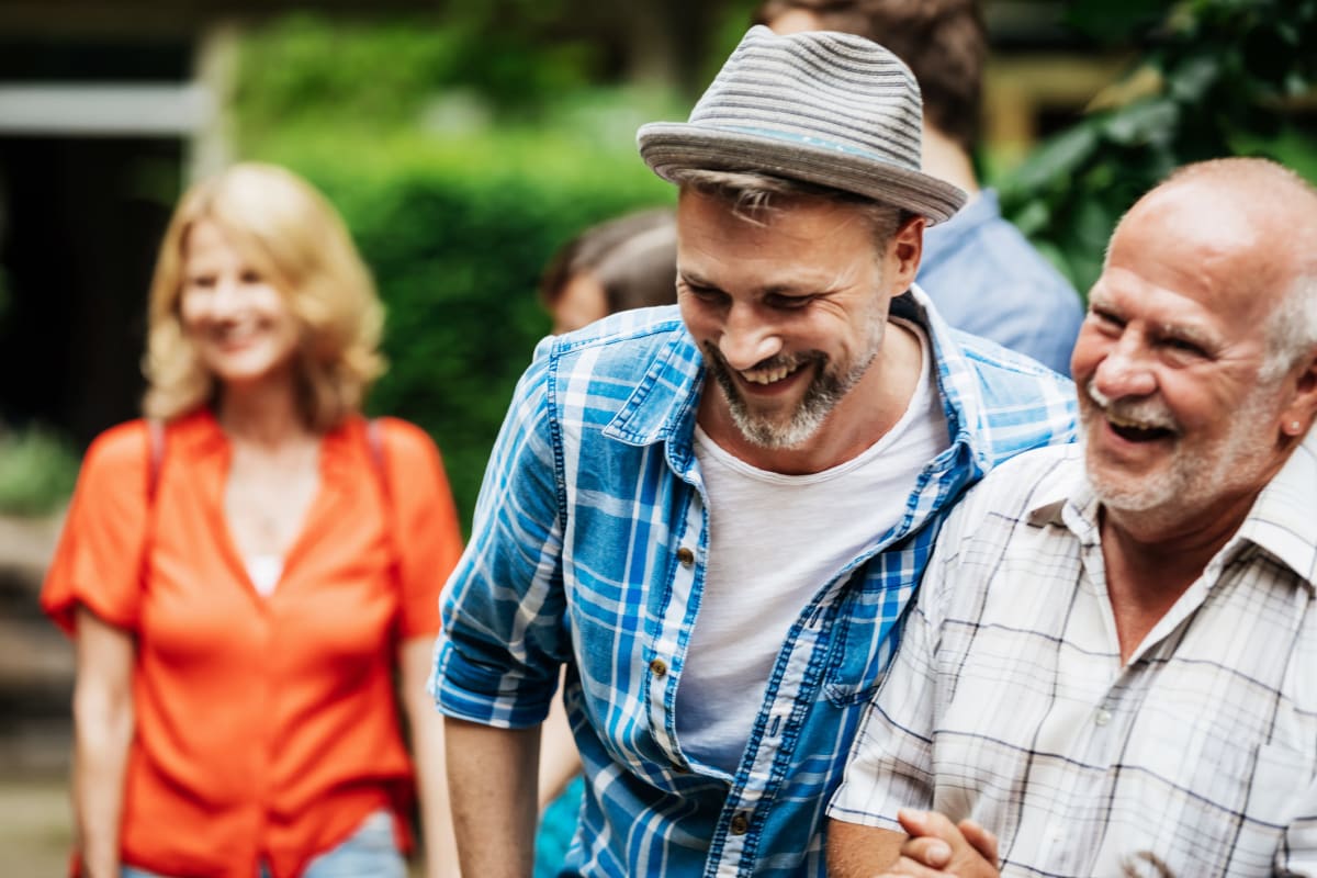 Resident with family at Concord Place in Concord, North Carolina