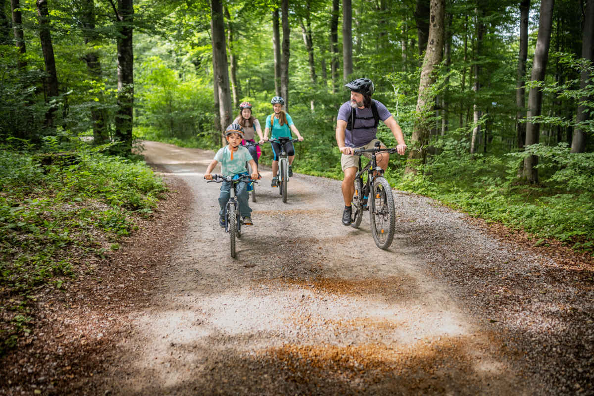  Family cycling near The Overlook at Keystone Canyon in Reno, Nevada