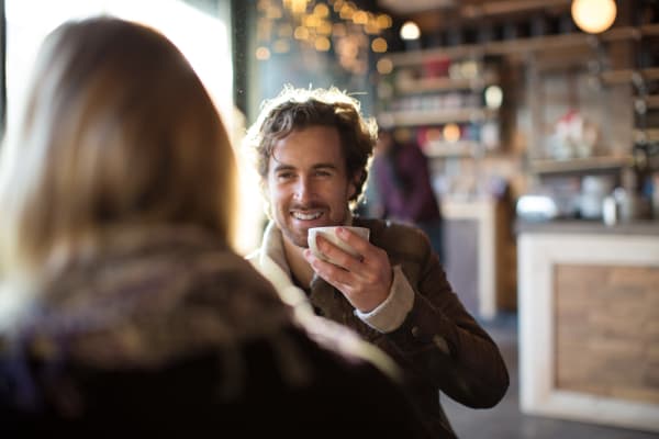 a resident enjoying a coffee at work near The Pointe in Fairfield, California