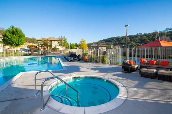 Swimming pool and spa at Sterling Ranch in El Dorado Hills, California