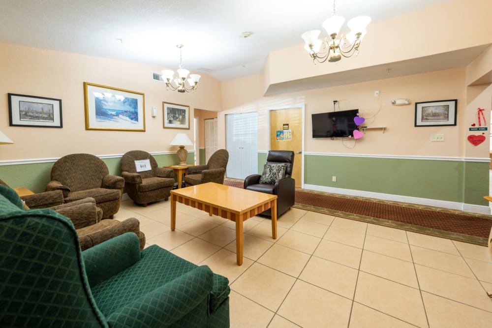 Seating area at Sunny Days Assisted Living in Hollywood, Florida