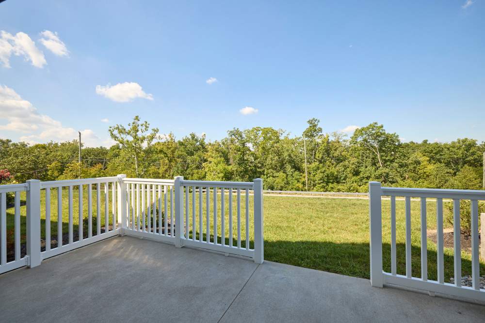 Patio looking out on the lawn at Legacy Living Defiance in Defiance, Ohio