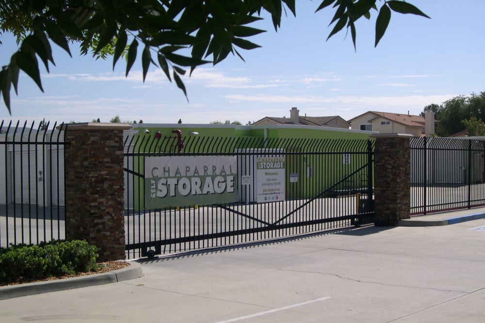 Gated facility at Chaparral Self Storage in Temecula, California