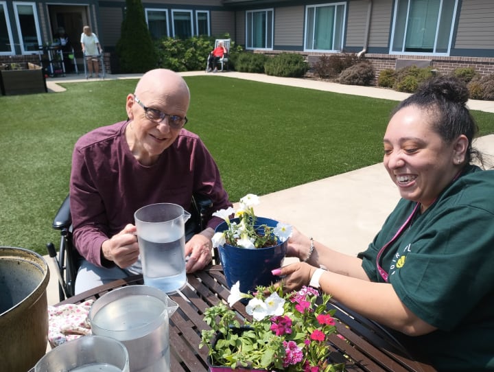 Planting time at Porter Place Memory Care in Tinley Park Illinois