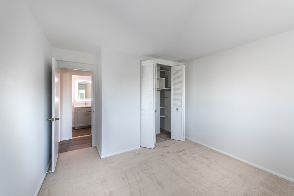 Model bedroom at Ruxton Tower in Towson, Maryland