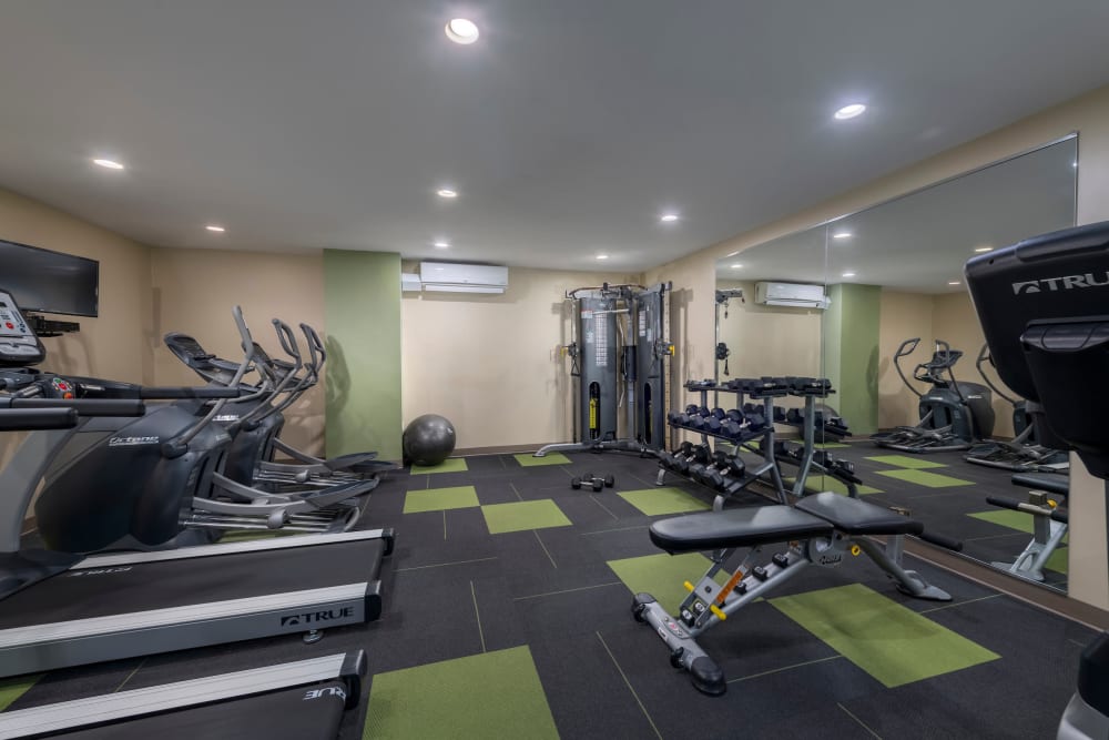 Well-equipped fitness center at Ruxton Tower in Towson, Maryland