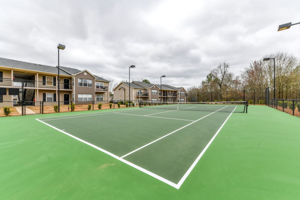 Lightened tennis court at 900 Dwell in Stockbridge, Georgia