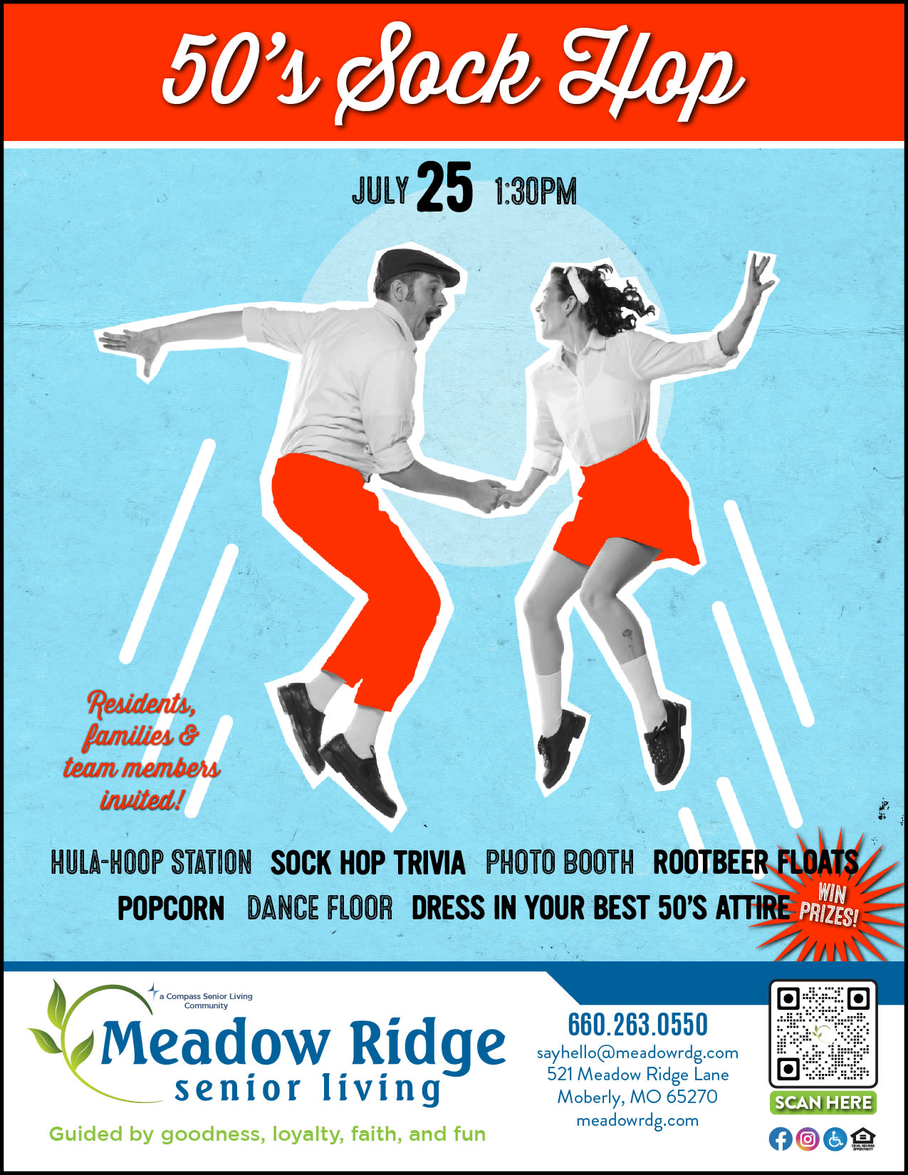 July Event Flyer at Meadow Ridge Senior Living in Moberly, Missouri
