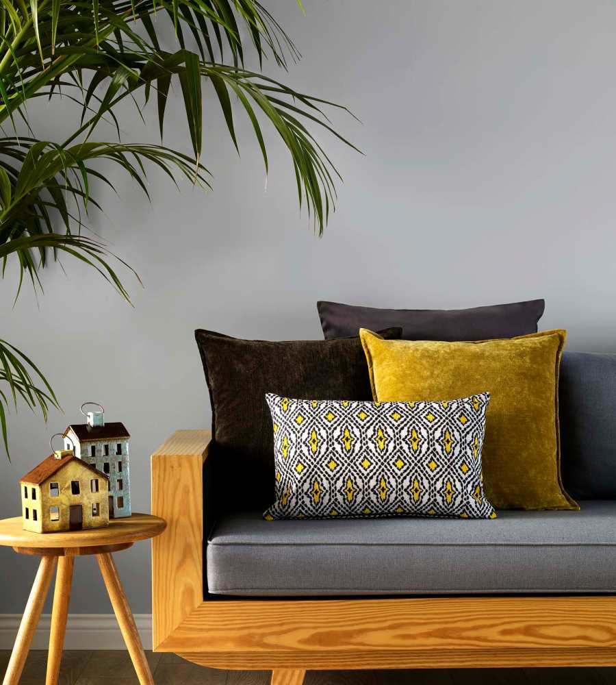 Sofa and throw pillows at Butterfield Commons in Maricopa, Arizona