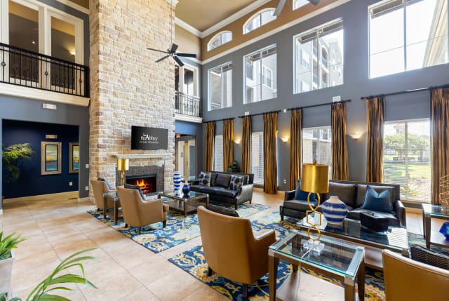 Clubhouse lounge at The Abbey on Lake Wyndemere in The Woodlands, Texas