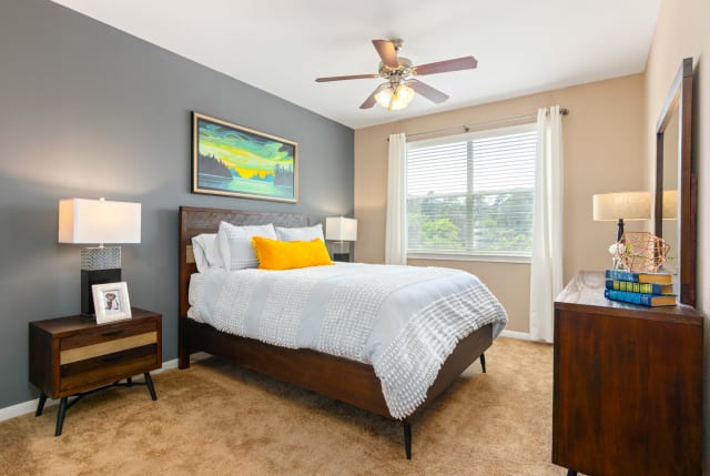 Spacious bedroom at The Abbey on Lake Wyndemere in The Woodlands, Texas