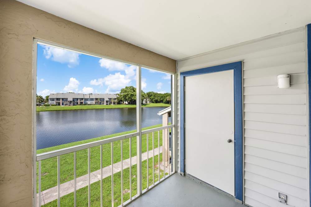 Private balcony at Clipper Cove Apartments in Boynton Beach, Florida