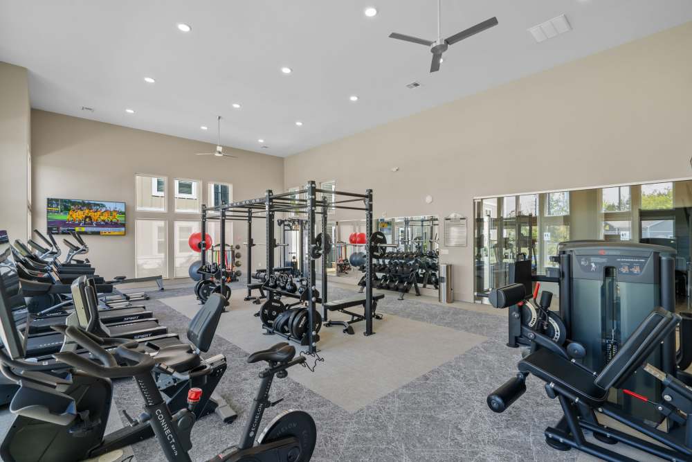 Fitness center with various equipment at The Edison at Farrow Commons in North Myrtle Beach, South Carolina