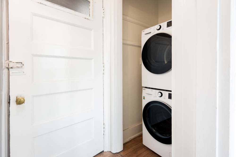 Laundry area at Detroit Living in Detroit, Michigan