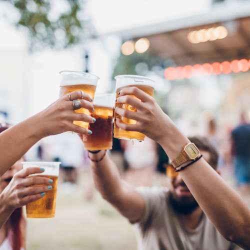 Residents enjoying drinks at Pin Oak Manor Apartments in Mishawaka, Indiana