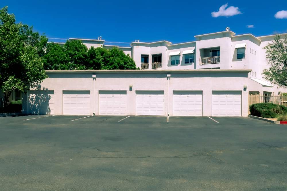 Garages at Huning Castle Luxury Apartments in Albuquerque, New Mexico