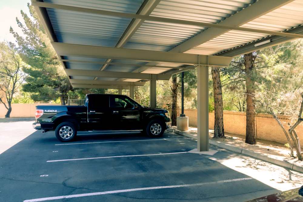 Covered parking at Huning Castle Luxury Apartments in Albuquerque, New Mexico